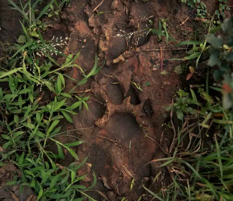 Muddy ground with paw print
