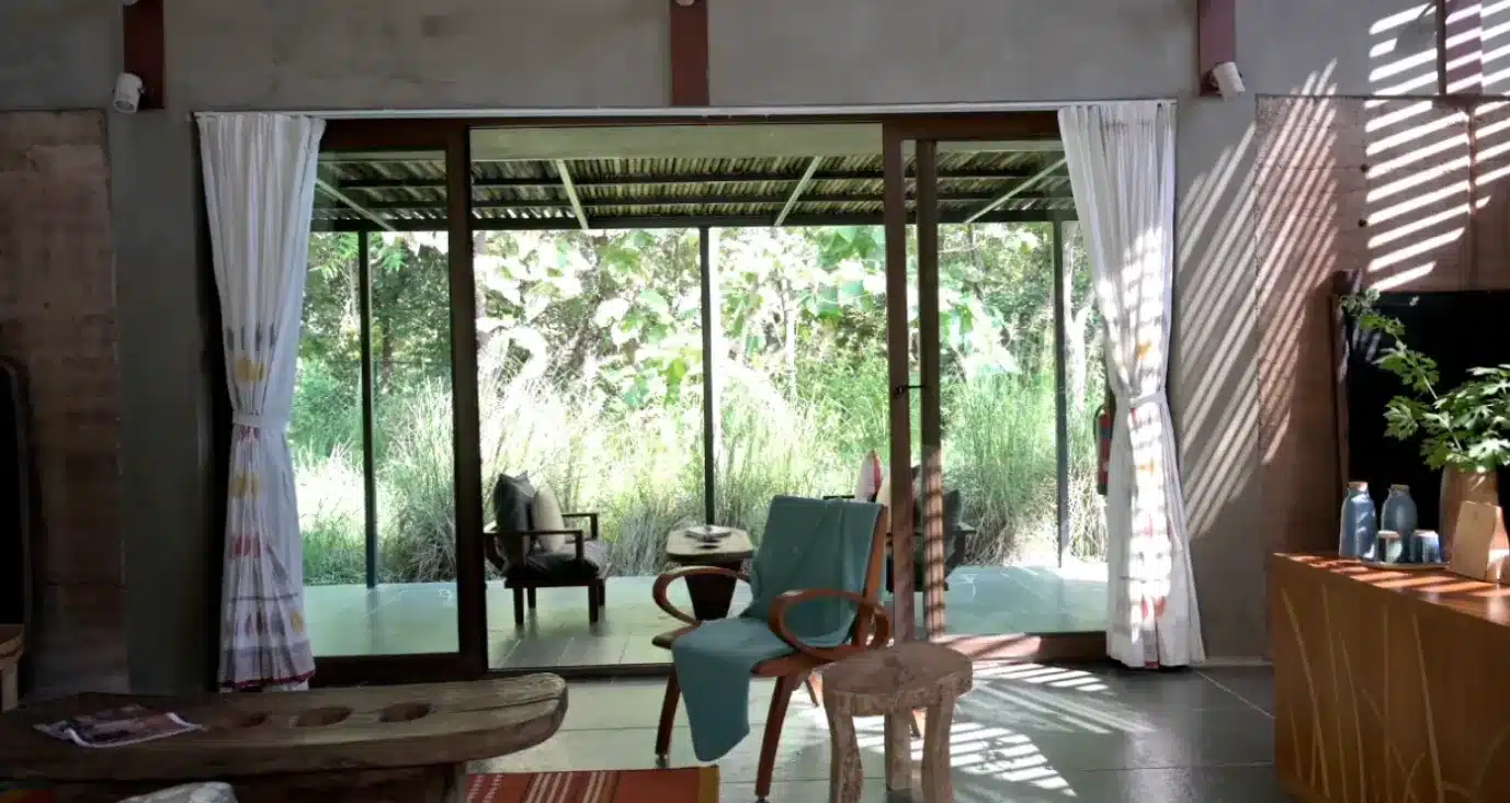 A modern home integrated with nature